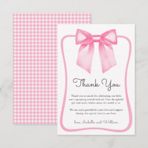 Süße rosa Schleife Baby Shower Dankeskarten Dankeskarte