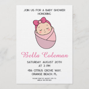 Süße rosa Schleife Baby Shower Einladung