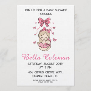 Süße rosa Schleife Baby Shower Einladung