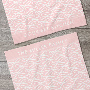 Süße rosa Schleife benutzerdefinierte Name Küchent Geschirrtuch