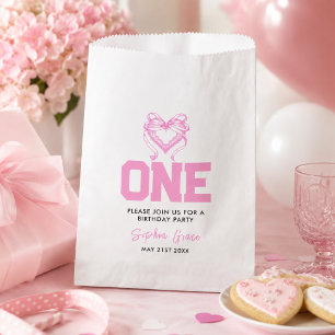 Süße rosa Schleife Coquette 1. Geburtstag Geschenktütchen