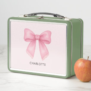 Süße rosa Schleife Coquette Monogramm Metall Brotdose