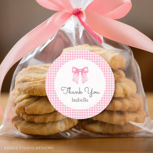 Süße rosa Schleife Danke Baby Shower Runder Aufkleber