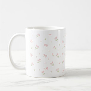 Süße rosa Schleife & Tulpe Nahtloses Muster Coqu Kaffeetasse