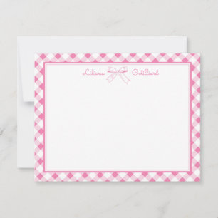Süße rosa Schleife und Gingham-Grußkarte Mitteilungskarte