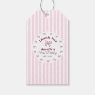 Süße rosa Schleife zum ersten Geburtstag Geschenkanhänger