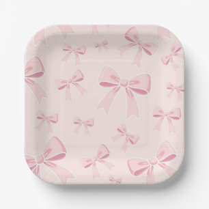 Süße rosa Schleifen Coquette Cottage Geburtstagsfe Pappteller