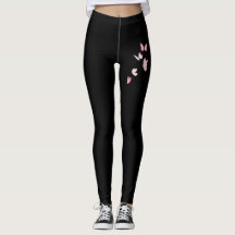 Süße rosa Schmetterlinge schwarze Leggings | Süße