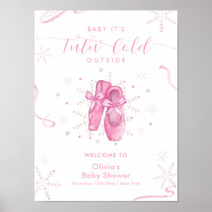 Süße rosa Schneeflocke Ballerina Baby Shower Begrü Poster