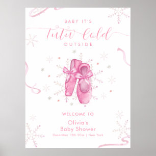 Süße rosa Schneeflocke Ballerina Baby Shower Begrü Poster