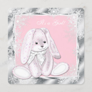 Süße rosa Schneeflocke Winter Wonderland Baby Show Einladung