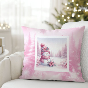 Süße rosa Schneemann-Kissen mit süßer Weihnachtssz Kissen