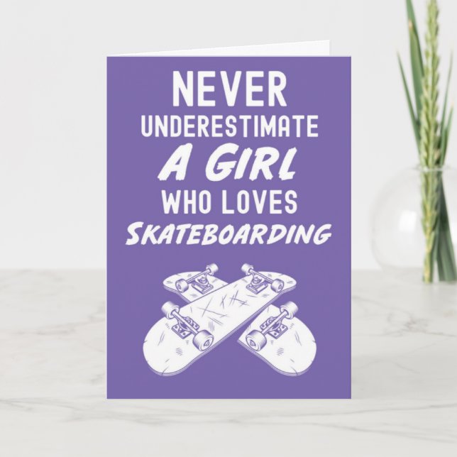 Süße rosa Skateboarding-Karten für Mädchen Skatebo Karte (Vorderseite)