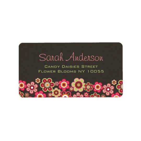 Süße rosa Süßigkeits-Gänseblümchen-Blumen-Girly Adressaufkleber