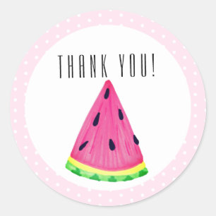 Süße rosa tropische Wassermelone Danke Runder Aufkleber