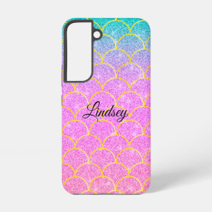 Süße Rosa & Türkisfarbene Personalisierte Glitzer- Samsung Galaxy Hülle