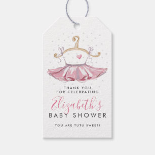 Süße rosa Tutu Ballerina Baby Shower Dankeschön Geschenkanhänger