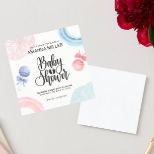 Süße rosa und blaue Aquarell-Einladung zur Babypar Einladung
