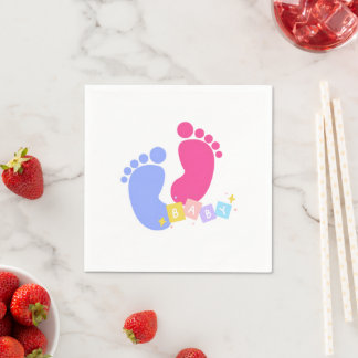 Süße rosa und blaue Baby-Fußabdrücke Geschlechtsen Serviette