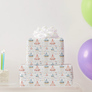 Süße rosa und blaue Zirkuszelte Babyparty Geschenkpapier