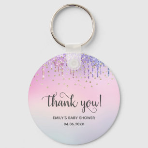 Süße Rosa und Gold Regenbogen Glitter Tropfen Baby Schlüsselanhänger