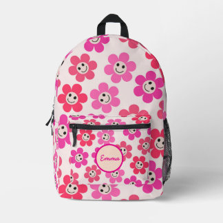 Süße rosa und rote lächelnde Blumen  Benutzerdefin Bedruckter Rucksack