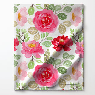 Süße rosa und rote Wasserfarben-Rosen floral Stoff