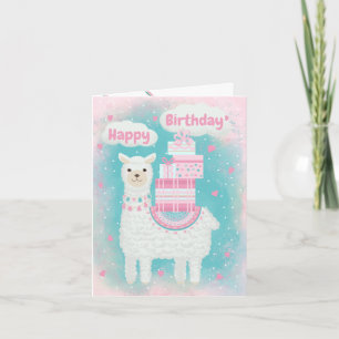 Süße rosa und türkisfarbene Lama mit Geschenken