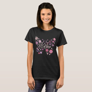Süße rosa und violette Blumen-Mutter T-Shirt