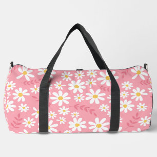 Süße rosa und weiße Gänseblümchen-Blumen nahtloses Duffle Bag
