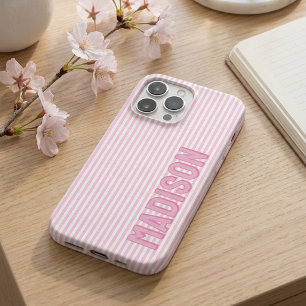 Süße rosa und weiße Streifen mit personalisiertem  iPhone 16 Pro Hülle