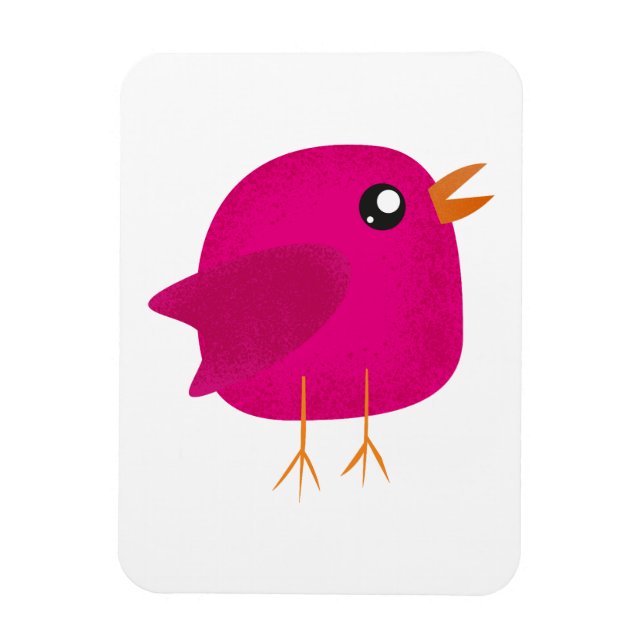 Süße rosa Vogelillustration Magnet (Vertikal)