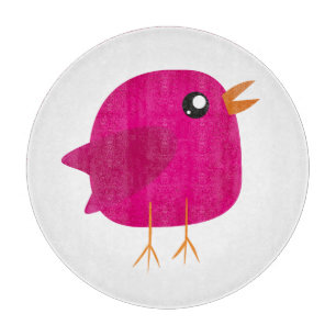 Süße rosa Vogelillustration Schneidebrett