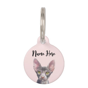 Süße rosa Wasserfarbe Sphynx-Katze Haustiermarke