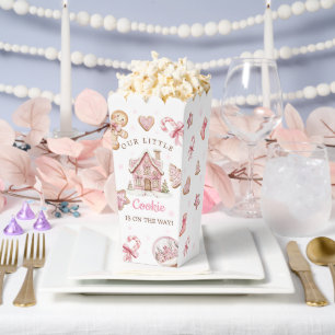Süße rosa Weihnachtsplätzchen-Baby-Party-Popcorn Geschenkschachtel