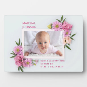 Süße rosa weiße florale Wasserfarbe Baby Mädchen F Fotoplatte