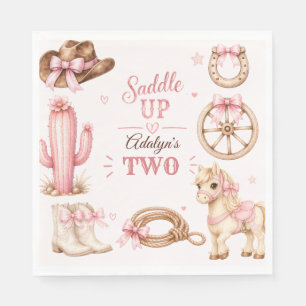 Süße rosa Western-Cowgirl-Pferd-Geburtstag Serviette