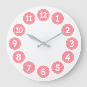 Süße rosa Zahlen Große Wanduhr