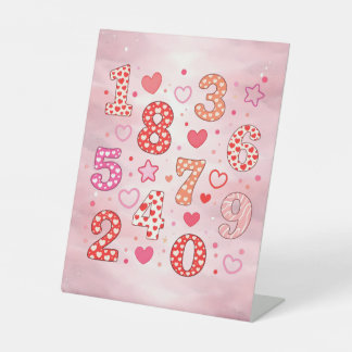 Süße rosa Zahlen Mathe Schreibtisch Kunst für Kind Sockelschild