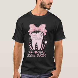 Süße rosa Zahnarzt-Zähne-Bow-Tee T-Shirt