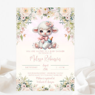 Süße rosafarbene Blush Floral Neugeborenen-Lamm-Ba Einladung