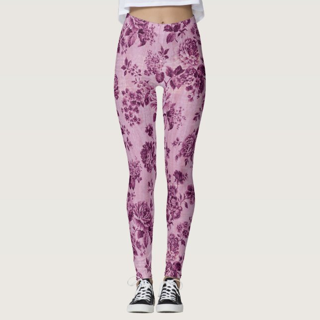 süße Rose in Rosa Leggings (Vorderseite)