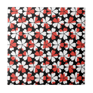 Süße rot-weiße Blumenmuster Fliese