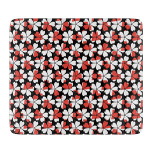 Süße rot-weiße Blumenmuster Schneidebrett