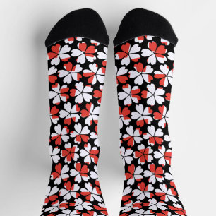 Süße rot weiße Blumenmuster Socken