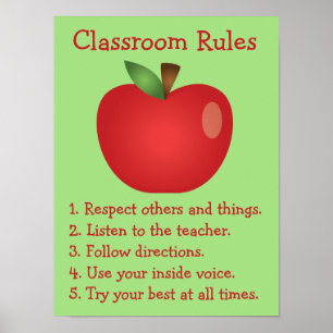 Süße rote Apfel individuelle Klassenregeln Poster