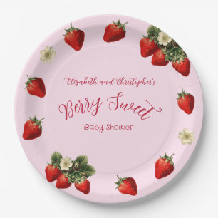 Süße Rote Erdbeeren Mädchen Baby-Party Pappteller