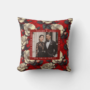 Süße rote Gardenien inspirierte Retro-Hochzeit Kissen