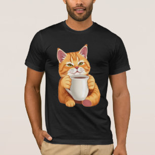Süße rote getigerte Katze trinkt Kaffee Grafik T-Shirt
