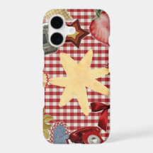 Süße rote Gingham-Stern-Erdbeer-Schleifen-Telefonh